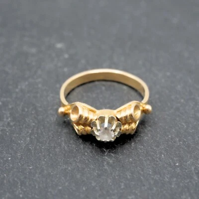 BAGUE EN OR JAUNE 18 CARATS 750 ORNEE D UN BRILLANT - Photo 1/4