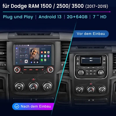 Für Dodge Ram 1500 2500 3500 Carplay Android 13 Autoradio GPS NAVI BT WIFI DAB+ - Bild 1 von 4