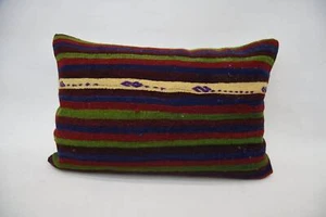 Kilim Pillow Cases, Pillow for Sofa, Body Pillow, 16"x24" Blue Kilim Pillow - Picture 1 of 6