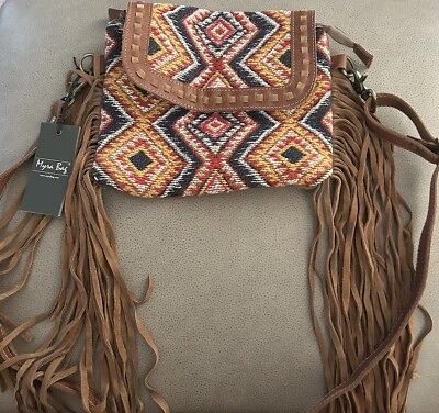 Myra Bag Leather/Canvas Western Cowgirl  Hand Bag Shoulder Purse - Image 1 of 2