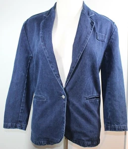 Vintage Jordache Jean Blazer Denim Woman Size S 1980'S, Dark Wash, Lapels Vtg - Picture 1 of 12