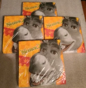 NEW ~SHREK 2~ 4 packs of 16-PAPER DESSERT  NAPKINS-  PARTY SUPPLIES - 2004 NOS   - Picture 1 of 3