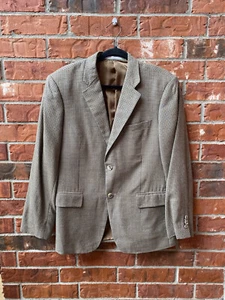 J W Nordstrom Mens 40S Brown Plaid Houndstooth Tweed Sports Coat Grandpa Blazer - Picture 1 of 11