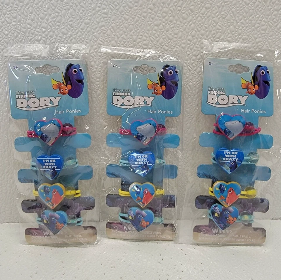 Ponis/corbatas de pelo para niñas Disney Pixar Finding Dory 12 un. Corazones de pez Nemo Foto 1 de 4