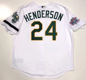 RICKEY HENDERSON 1989 WORLD SERIES OAKLAND A's MAJESTIC JERSEY COOL BASE MEDIUM - Picture 1 of 6