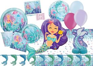 Magical Mermaid Happy Birthday Supplies Decorations Tableware 