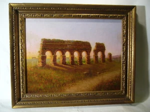Biedermeier Italia Roma: Acueducto Via Appia Campagna Romana Aqua Claudia Sunset - Imagen 1 de 12