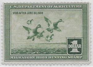 US Scott RW4, 1937 Migratory Bird Hunting Stamp, Mint, NG, F/VF - Picture 1 of 2