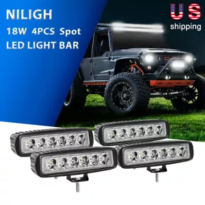 Nilight Single Row 18W LED Light Bar Spot Beam Fog Driving Lamps Off Road ATV x4 - Picture 1 of 9