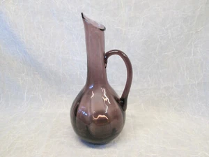 BLENKO Art Glass PURPLE AMETHYST Serving Pitcher Jug w/ Applied Handle 12" tall - Picture 1 of 8