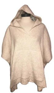 One Size Time and Tru Damen-Pullover elfenbeingerippt Kapuzenponcho neu mit Etikett - Bild 1 von 4