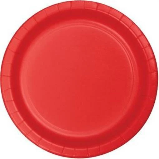 Red 10 Inch Paper Plates 24 Per Pack Tableware Party Decorations Supplies - Image 1 of 1