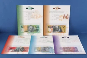 Australia: 1997 $5 to $100 "RARE SET DELUXE MATCH LOW NOS" NPA Folders Cat $1155 - Bild 1 von 2