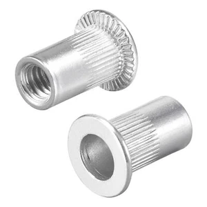 100 pezzi #8-32 dadi rivetti lega di alluminio zigrinati testa piatta inserto filettato dado - Foto 1 di 6