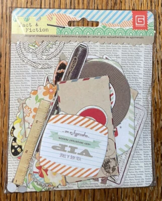 Basic Grey Fact & Fiction Chipboard Butterfly Flowers Scrapbook Cards Embellish - Image 1 of 4
