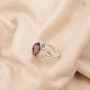 Natural Rhodolite Gemstone 925 Sterling Silver Designer Jewelry Gift For Mother - Picture 1 of 3