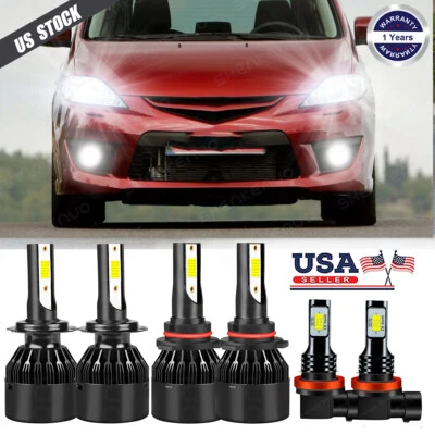 Para Mazda 5 2007 2008 2009 Faro LED haz alto/bajo + luz antiniebla combo 6*bombillas Foto 1 de 4