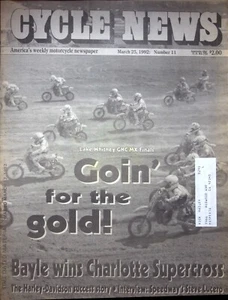 LAKE WHITNEY GNC MX FINALS - CYCLE NEWS MAGAZINE, MARCH 25, 1992: NUMBER 11 - Picture 1 of 2