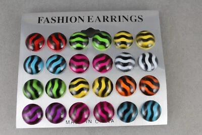 Juego Pack de 12 Pares Todo Plástico Circular Poste Pendientes Tachuelas Sin Metal Foto 1 de 4