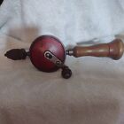 Vintage Hand Drill tool ,Egg Beater Type unusual Grip Wood