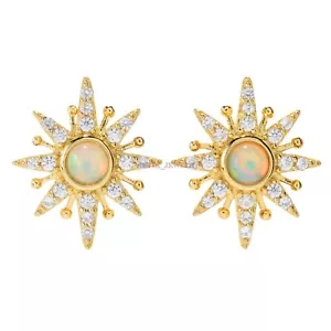 Natural Opal Gemstone with Gold Plated 925 Sterling Silver Cufflink #2443 - Picture 1 of 3