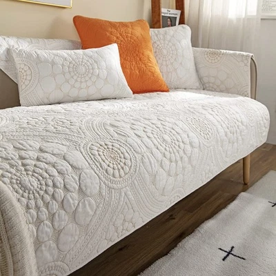 Funda Sofá Sofá Boho Circular Bordada Color Sólido Algodón Acolchada Antideslizante S... Foto 1 de 4