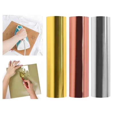 3 Pack Self Adhesive Vinyl Roll, Metallic Foil Sheet Iron On - Image 1 of 4
