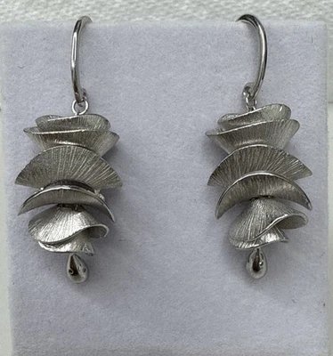 Effy BH Silver Diamond 0.07 CT’s White Rhodium Earring With Dangling Hook N.W.T - Image 1 of 4