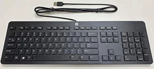 HP USB Slim Business Keyboard Black KBAR211 Very Good - Picture 1 of 3