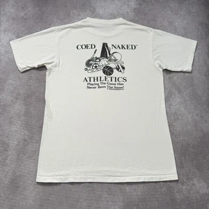 Vintage Coed Naked Athletics Shirt Mens L White Funny Sports Graphic 90s USA - Picture 1 of 11