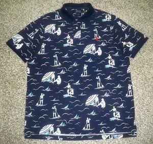 Polo para hombre Ralph Lauren CF L AZUL con estampado de vela caballo rojo y paddleboard - Imagen 1 de 3
