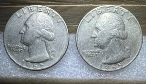 Moneta Washington Quarters 1965 da collezione senza marchio di zecca (lotto di 2) - Foto 1 di 17