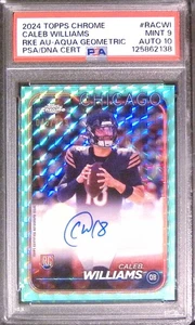 2024 Topps Chrome Rookie Auto Caleb Williams Aqua rifrattore geometrico /199  - Foto 1 di 2
