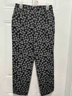 Pantalones de mujer Moschino Jean vintage con estampado floral, talla 33 negros. Usado. Foto 1 de 4