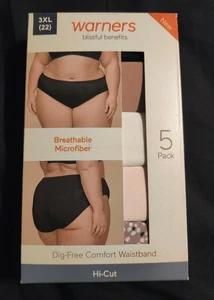Warners Blissful Benefits 5er-Pack hochgeschnittene Höschen Unterwäsche neu im Karton Größe 3XL - Bild 1 von 3