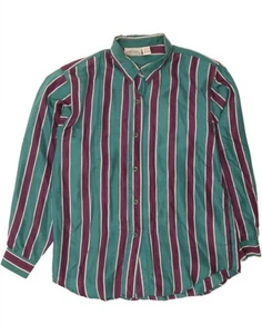 VINTAGE Womens Shirt Blouse UK 14 Medium Green Striped Silk DH52 - Picture 1 of 5