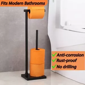 New- Bathroom Toilet Paper Holder Stand with Reserve, Modern Tissue Roll H - Picture 1 of 5