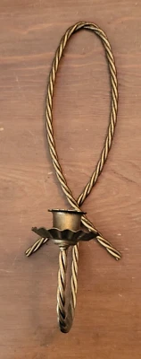 Aplique de pared con candelabro vintage ÚNICO alambre de metal cuerda trenzada Foto 1 de 4