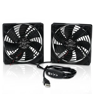 Dual 120mm DC 5V USB Computer Cooling Fan with Speed Controller, Ventilator Fan  - Picture 1 of 7