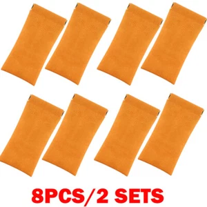 8x Orange Leather Mouth Snapped Sunglasses Eyeglass Case Soft Pouch Bags Pocket - Picture 1 of 15