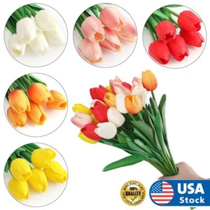 5/10pack Artificial Fake Tulip Flowers Real Touch Pop Wedding Floral Home Decor - Picture 1 of 17