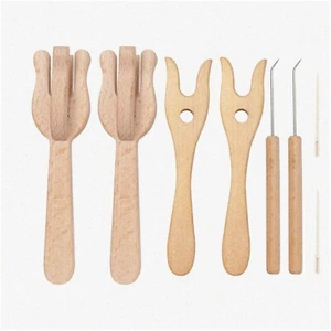 LucetCraft: Portable Wooden Knitting Fork Set - DIY Weaving Tools for Bracelet, - Picture 1 of 7