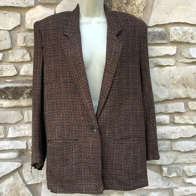 Chaqueta Blazer Elliott Lauren Mujer 8 Marrón Tejido Cesta Forrada Clásica Foto 1 de 4