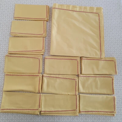 Service de table coton jaune 1 nappe + 12 serviettes brodées main violet & jaune - Photo 1/4