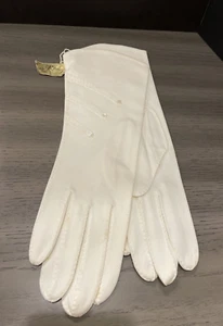 Vintage 1950er Off White Designer Whitbey Stulpen Baumwollhandschuhe Größe 7 1/2 - Bild 1 von 8