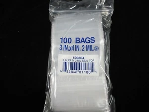 100 - 3"" X 4"" SACCHETTI DI PLASTICA TRASPARENTE CON SERRATURA CON CERNIERA - 2 MIL - NUOVISSIMI - MOLTI USI - 29 - Foto 1 di 3