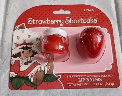 STRAWBERRY SHORTCAKE - Strawberry Flavored & Scented Lip Balms - 2 Pack - New - Image 1 of 2