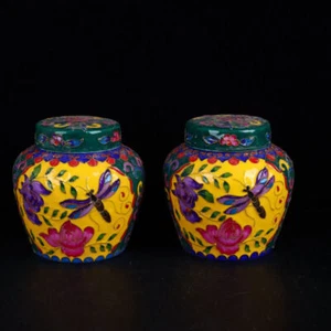 Chinese Porcelain Handmade Exquisite Flowers and Plants dragonfly Pot - Picture 1 of 9