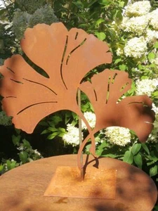 Edelrost Ginkgoblätter zum Stellen Gartendekoration Metalldekoration Balkon Rost - Bild 1 von 5