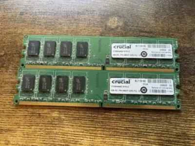 4GB 2x2GB PC2-5300 CRUCIAL CT25664AA667.C16FH DDR2-667 Desktop Ram Memory Kit - Image 1 of 2
